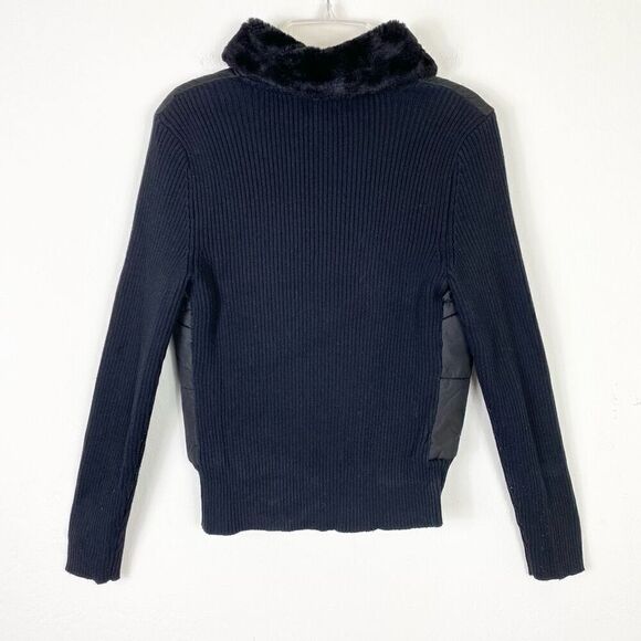 Style & Co Black Ribbed Sleeve Zip Up Puffer Jacket Size M - Picture 4 of 6